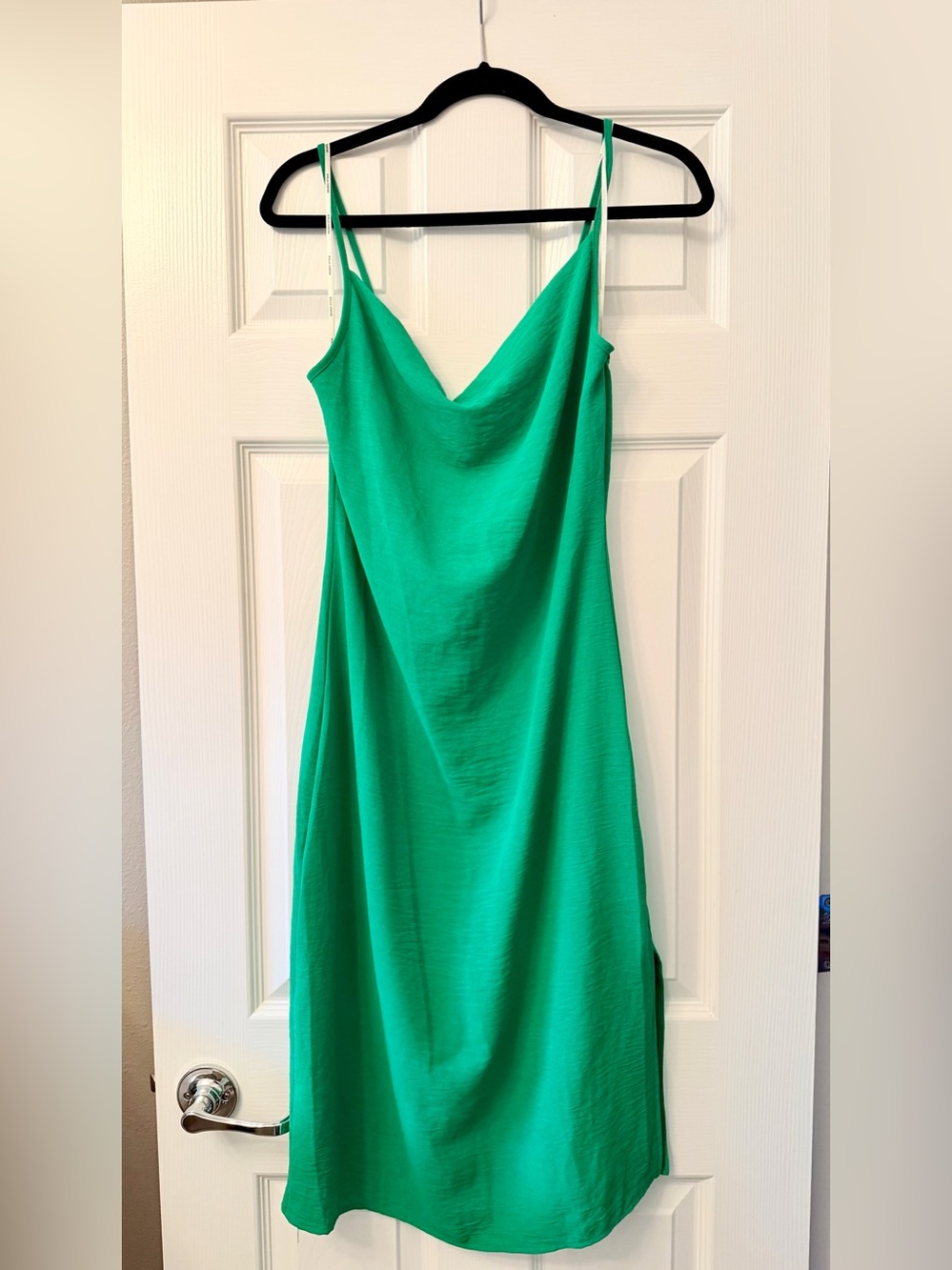 Rolla Coster Bright Green Cowl Neck Midi Slip Dress